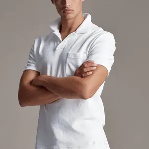Camiseta de polo personalizada de algodão 100%, camisa marinha e francesa de alta qualidade para homens