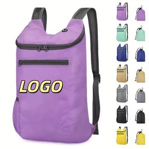 Sac à dos pliable en polyester léger et imperméable de 20 L avec logo personnalisé, sac de sport décontracté pour activités de plein air, voyages, randonnée, fitness - Product Image 1