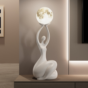 Lampe de sol en forme de lune abstraite, décoration artistique moderne pour salon, cadeau de déménagement - Product Image 3