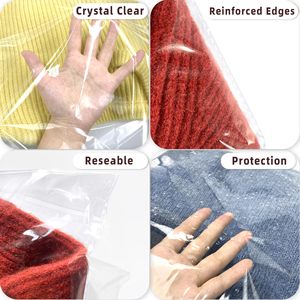 Túi đựng quần áo trong suốt tự dính cao cấp, có thể tái sử dụng, bằng nhựa trong suốt để bảo quản quần áo, áo phông, tất, giày dép - Product Image 3