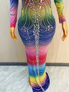 <span class=keywords><strong>Abito</strong></span> da sera con Glitter arcobaleno Maxi <span class=keywords><strong>abito</strong></span> da sera con decorazioni con perline <span class=keywords><strong>abito</strong></span> da ballo per festa di <span class=keywords><strong>laurea</strong></span> - Product Image 3