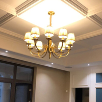 VH İskandinav Bakır Modern Basit Lüks Ayarlanabilir Yükseklik Enerji Tasarruflu Avize LED Kumaş Abajur Oturma Odası Yemek Odası için