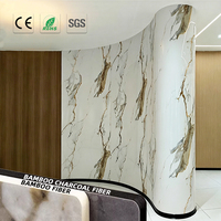 Panneau mural composite WPC en feuille de carbone cristallin, texture marbre flexible, fibre de bambou et placage de bois, 1,22 x 2,44 x 2,9 m