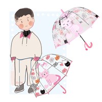 Parapluie publicitaire transparent à motif d'ours de dessin animé, poignée en plastique, 8 baleines, armature en fibre, personnalisable pour enfants