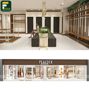 Premium Fashion Shop Apparel Display Cabinet Garment Rack Wall Panel <b>Reception</b> <b>Counter</b> Mirror Fixture - Product Image 6