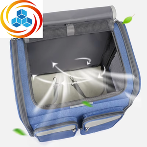 Sac de transport pour animaux de compagnie, poussette pour chat, sac à dos en polyester Oxford et cuir, écologique, style décontracté, roues universelles, transport d'animaux de petite taille - Product Image 6