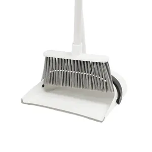 Broom and Dustpan set Self-standing Dustpan with Holder Upright Lightweight Dust pan and Brush Combo for Kitchen