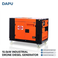 Générateur diesel silencieux 10,5 kW, 10 500 kW de puissance de crête, triphasé, démarrage électrique, générateur diesel robuste, alimentation de secours d'urgence