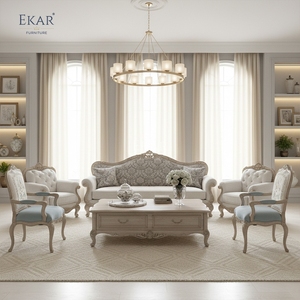 Canapé en bois sculpté à la main EKAR <span class=keywords><strong>Savoy</strong></span> Estate avec panneau central en damassé capitonné - Product Image 4