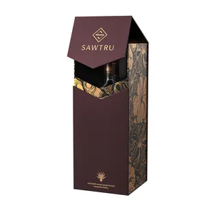 Luxury Cardboard Magnetic Closure Single Whiskey Wine Glass Packaging Folding Wine Gift Box