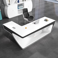 Nuova Scrivania Direzionale Minimalista Bianca in Legno, Convertibile, a Forma di L, per CEO e Manager