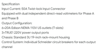 Distributeur d'alimentation 3U pour montage en rack, entrée 50A à verrouillage par torsion, voltmètres double phase A/B pour éclairage de scène