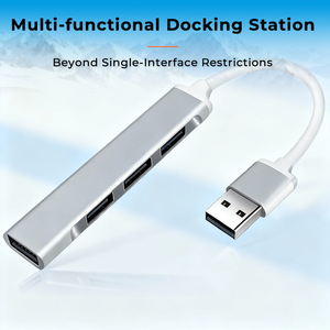 4-in-1 USB 2.0 허브 알루미늄 합금 쉘 5Gbps 속도 2-4 포트 다기능 도킹 스테이션 하드 드라이브 충전 변환기 - Product Image 4
