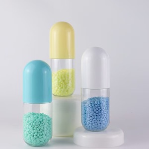 Nouveau design 60ml capsule <span class=keywords><strong>forme</strong></span> <span class=keywords><strong>bleu</strong></span> <span class=keywords><strong>rose</strong></span> clair <span class=keywords><strong>bouteille</strong></span> corps coloré bouchon <span class=keywords><strong>bouteille</strong></span> <span class=keywords><strong>en</strong></span> plastique pour bonbons alimentaire emballage conteneur - Product Image 2