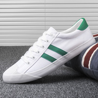 Vente en gros de chaussures en toile décontractées et classiques en caoutchouc de haute qualité avec logo à lacets pour hommes blancs