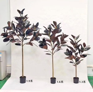 Neues Design für Innenräume: Dekorativer Künstlicher Baum mit Lila Blättern, Künstliche Gummipflanze, Ficus Lyrata im Topf - Product Image 5