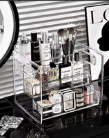 Présentoir Colonne à Quatre Niveaux en Acrylique Amovible et Démontable, Luxe Moderne Écologique, pour Parfums et Cupcakes, Transparent