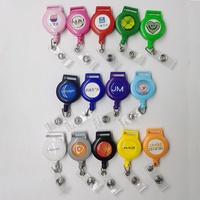 Porte-badge rétractable en plastique ABS en gros, couleur bonbon, porte-badge d'identification pour cordon de 15 mm