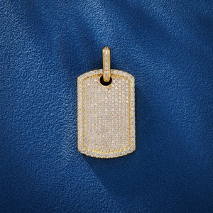 Phổ biến hiphop đồ trang sức đầy đủ vvs moissanite sterling bạc 925 Dog Tag Iced ra mặt dây chuyền - Product Image 3