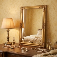 Miroir mural TRAHOME 24"x36" en bois, style baroque doré vintage, design antique orné pour entrée, salon, cheminée, couloir