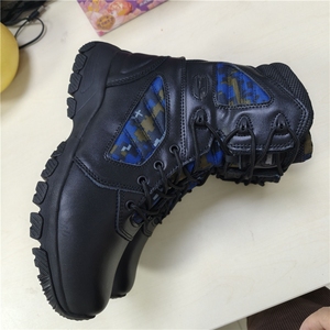 DFM13 Botas tácticas de seguridad para hombre, personalizadas, de cuero vacuno negro con camuflaje azul, zapatos de trabajo para hombre, tallas 38 - 46 - Product Image 6