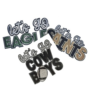 Patch di ricamo con lettere sportive personalizzate di grandi dimensioni andiamo con aquile di ferro su lascia <span class=keywords><strong>andare</strong></span> le toppe ricamate con paillettes per l'abbigliamento - Product Image 1