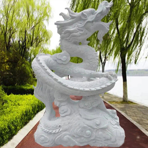Escultura de Dragón Chino de Mármol para Jardín de Arte Tradicional Oriental - Product Image 6