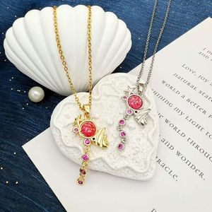 Collar con Colgante de Estrella de Mar y <span class=keywords><strong>Luna</strong></span>, Cristal Rosa y Azul, Collar con Colgante de <span class=keywords><strong>la</strong></span> Serie Océano Romántico para Mujer, Joyerí<span class=keywords><strong>a</strong></span> Personalizada - Product Image 3