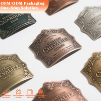 Etiqueta engomada de la botella de oro de aluminio fino suave Material Metal exquisito impermeable 3D Etiquetas Perfume Etiqueta de aluminio