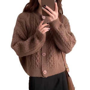 Hot Sale <strong>Ladies</strong> Twisted <strong>Cardigan</strong> Winter Thick Loose Knitted Jacket Coat Girls Buttons Open Front <strong>Crochet</strong> Sweater Short <strong>Cardigans</strong> - Product Image 5