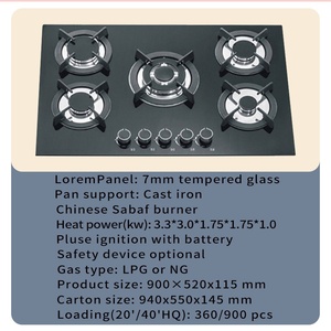 Appareil de cuisine cuisinière à gaz cuisinière électrique intégrée 5 tables de cuisson à gaz bunrer allumage électrique design élégant plaque de cuisson à gaz en fonte - Product Image 5