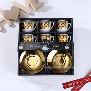 Ensemble de tasses à boisson en céramique 6 pièces Ensemble de tasses à café de style européen pour les cadeaux promotionnels arabes et éthiopiens pour la table basse - Product Image 3