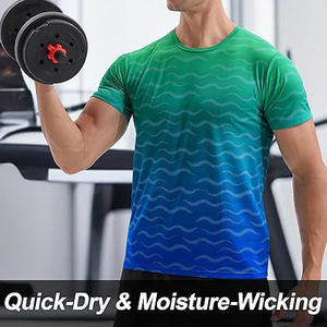 Camiseta Deportiva para Hombre, Cuello Redondo, Estampada, Transpirable, Elástica, para Correr, Entrenamiento, Fitness, de Manga Corta, Secado Rápido, Ecológica - Product Image 2