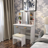 Table de toilette d'angle moderne européenne pour chambre à coucher avec miroir éclairé, meuble de rangement en panneau MDF, hauteur réglable, mobilier Baobei