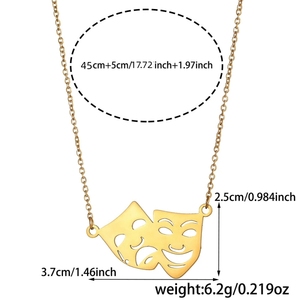 Collana con Ciondolo Maschera Joker Viso Triste e Felice, Catena in Acciaio Inossidabile, Stile Hip-Hop Punk alla Moda per Coppie, Idea Regalo - Product Image 4