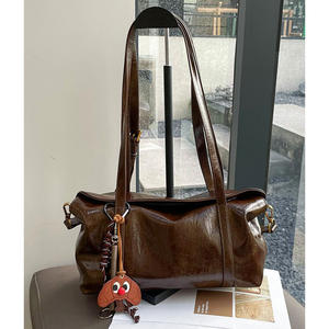 Nouveau Sac Fourre-tout Tendance pour Femme en Cuir Véritable, Style Décontracté Texturé, Sac Boston Porté Épaule pour le Quotidien - Product Image 4