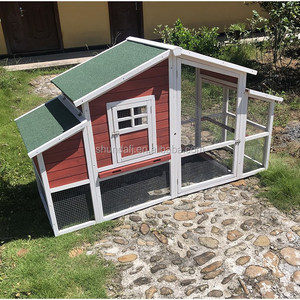 SDC038-01 Red <b>Extra</b> <b>Large</b> Solid Wood Eco-Friendly Chicken Coop Pet House Horizontal Sliding Closure Roof <b>Print</b> - Product Image 6