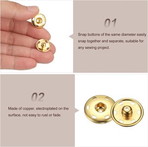 HARFINGTON Ensemble de boutons-pression à coudre en métal, attaches à pression pour sacs à main, vêtements, etc. - Product Image 4