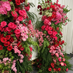 Arrangement de fleurs artificielles mixtes faites à la main, rouge, rose, verdure, décoration festive pour la Saint-Valentin, réutilisable, recyclable - Product Image 3