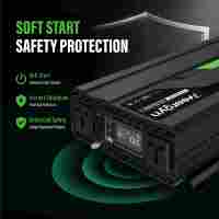 HEERGYN 1000W Onduleur à onde sinusoïdale pure monophasé DC 12V 24V vers AC 110V 120V 220V 230V 240V pour voiture, maison et camping-car
