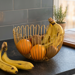 Panier à fruits rond en métal, conteneur de rangement en acier inoxydable, design minimaliste pour la cuisine, fil soudé durable - Product Image 5