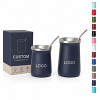 Tasse à café/thé mini Yerba Mate isotherme à double paroi en acier inoxydable 304 de 5,8 oz avec paille, idéale pour le camping – Nouveauté très demandée