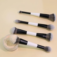 Logotipo personalizado 4PCs Brochas de maquillaje de doble punta Polvo de contorno sintético vegano Corrector Blush Brush Set de brochas de maquillaje