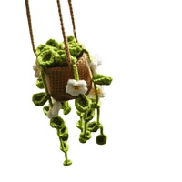 Ornement de voiture en forme de panier de fleurs tricoté, décoration suspendue pour rétroviseur de voiture, modèle créatif HL7 2023