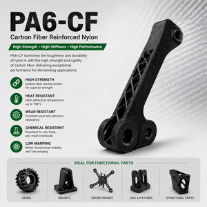 Filamento de Repuesto Metálico PA6-CF de 1.75 mm y 1 kg, Fibra de Carbono y Nailon, Material de Ingeniería de Alta Rigidez, Filamento para Impresora 3D PA6 - Product Image 3
