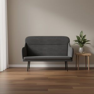 Panca in Velluto Grigio Scuro con Gambe in Metallo, Divano Moderno da Soggiorno a Una Piazza, Schienale Rigido e Braccioli Imbottiti - Product Image 2