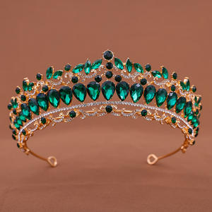 Bandeau de mariage couleur or baroque cristal couronnes de mariée diadèmes bijoux de cheveux accessoires femmes <span class=keywords><strong>strass</strong></span> chapeaux reine diadème - Product Image 2