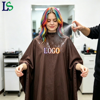Cape de coiffeur personnalisée avec logo, avec trous pour les bras, fermeture à pression réglable, imperméable, couleur chocolat brun foncé