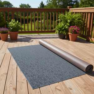 Alfombra Gris para Exteriores de Grado Marino, 6 pies x 39.3 pies, Impermeable, para Terraza, Patio, Antideslizante, Tejido Plano de Polipropileno - Product Image 2