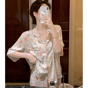 批发夏季短袖女式睡衣套装舒适柔软女童睡衣透气功能休闲款式尺码 - Product Image 1